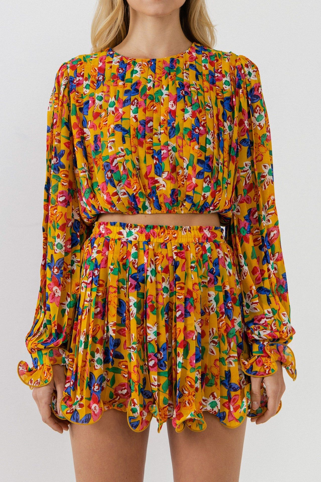 Floral Pleated Blouson Crop Top sold by Endless Rose product image thumbnail 2