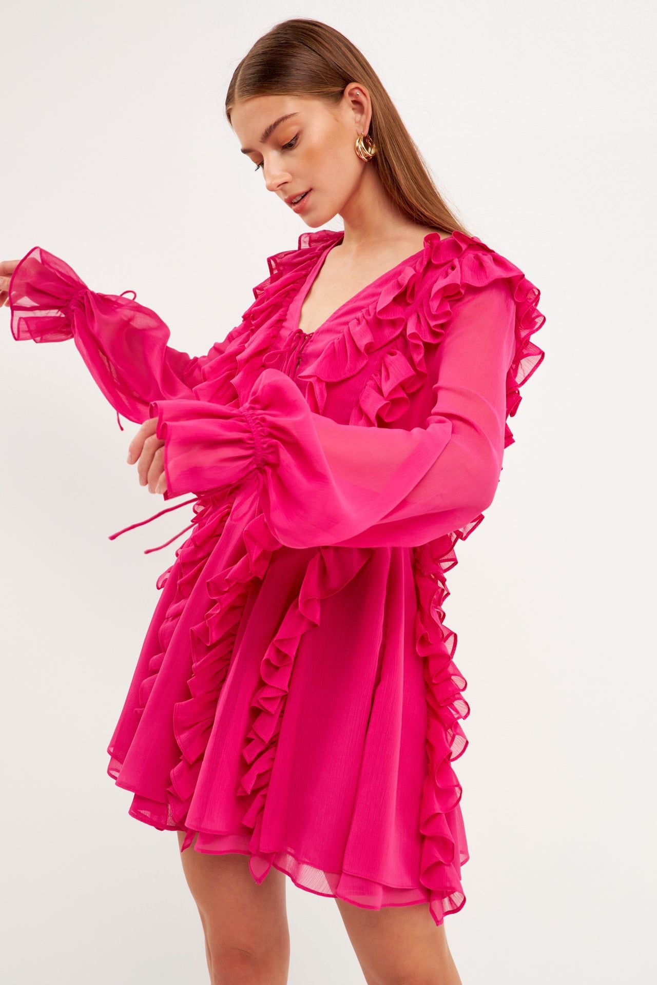 Long-Sleeve Ruffle Mini Dress sold by Endless Rose product image thumbnail 5