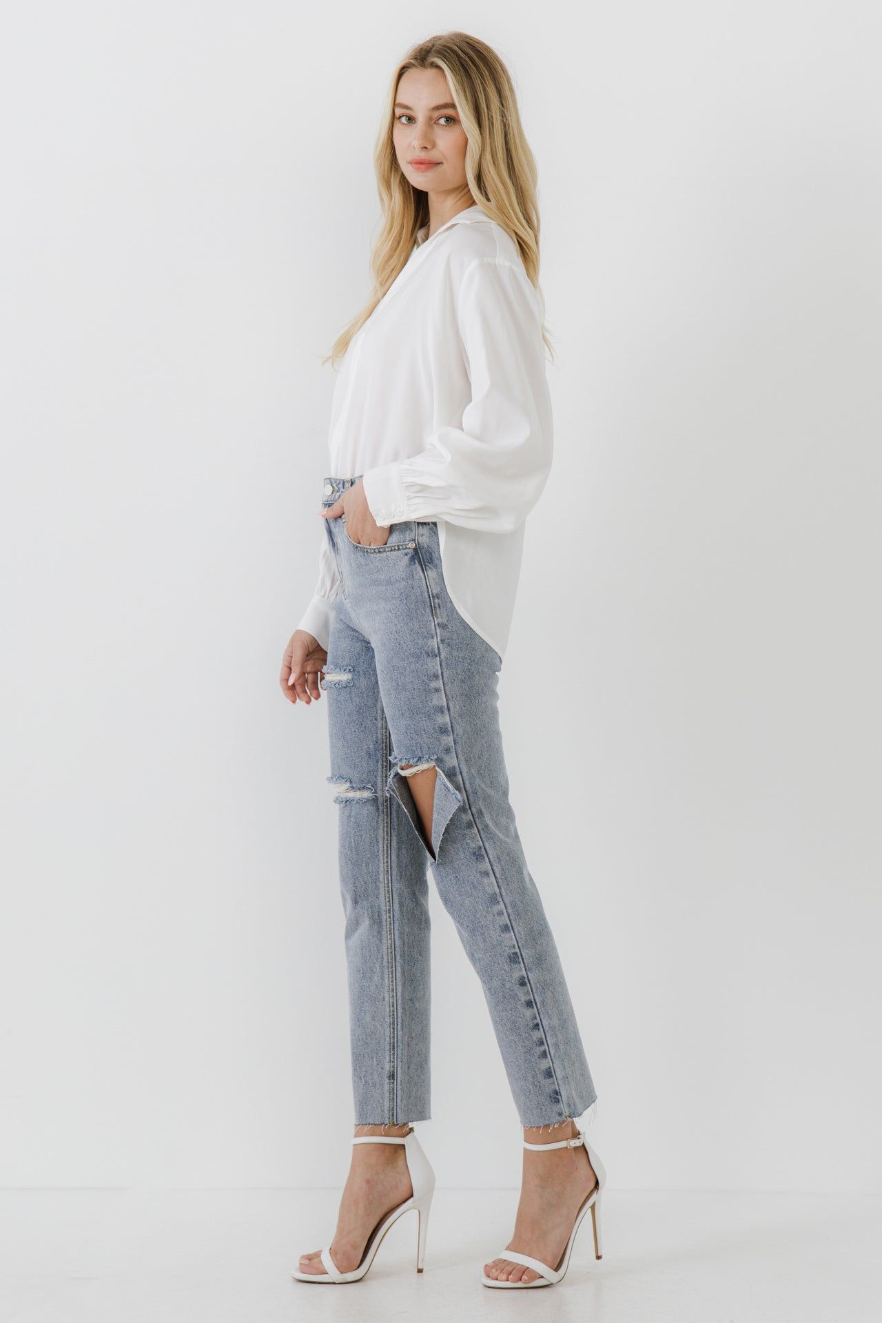 V-neckline Puff Long Sleeve Top sold by Endless Rose product image thumbnail 3