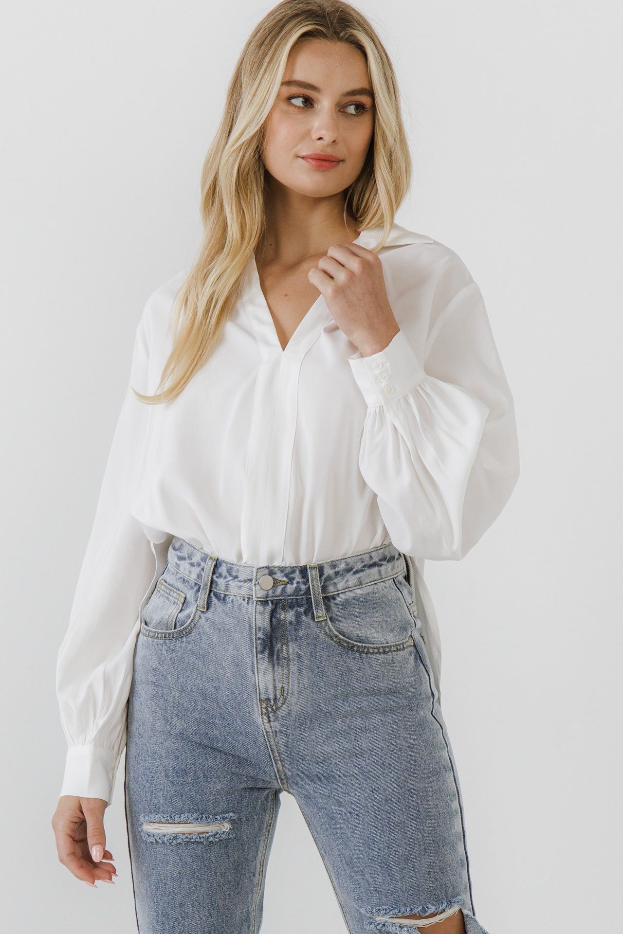 V-neckline Puff Long Sleeve Top sold by Endless Rose product image thumbnail 5