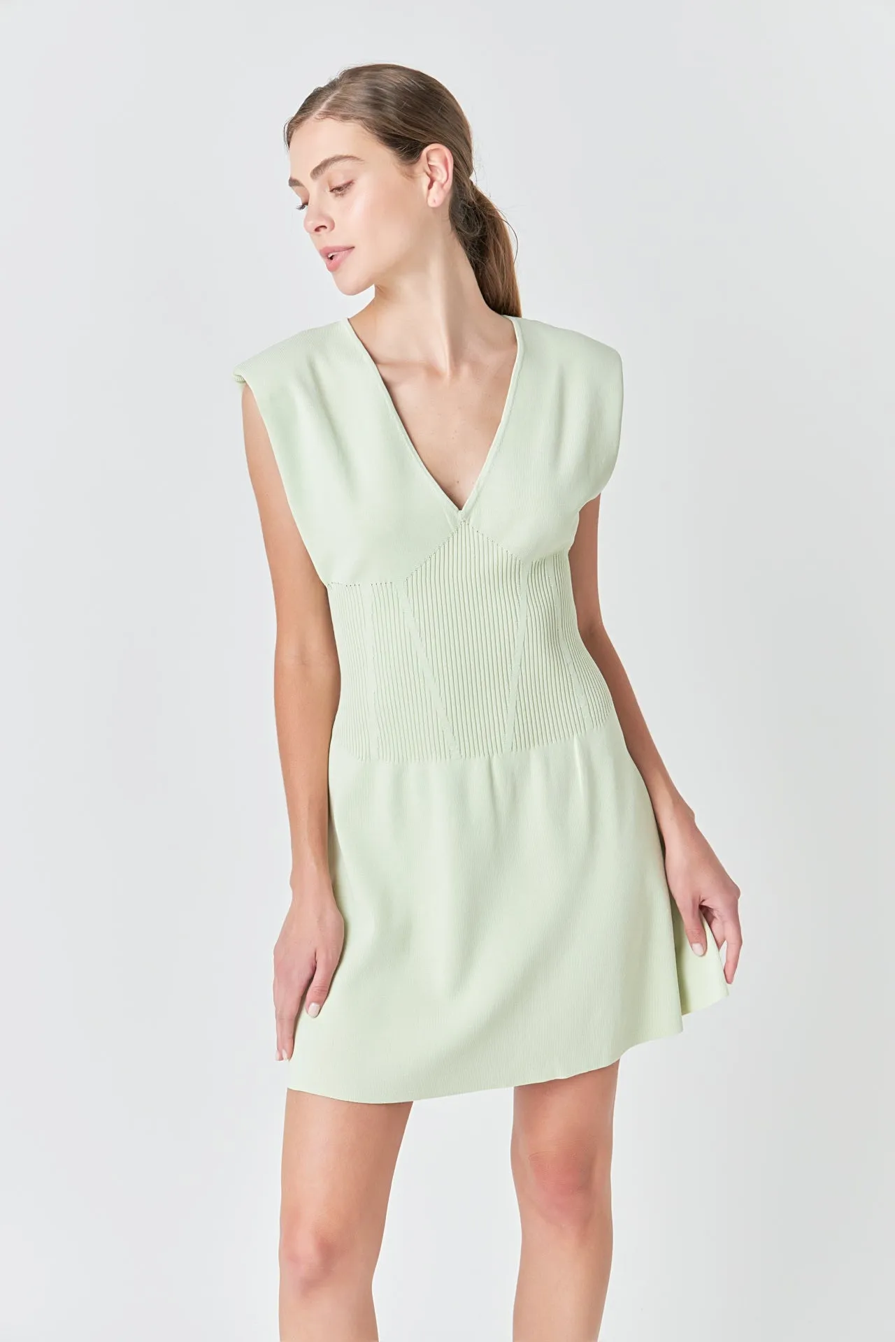 Padded Shoulder Corset Detail Knit Mini Dress sold by Endless Rose product image thumbnail 5