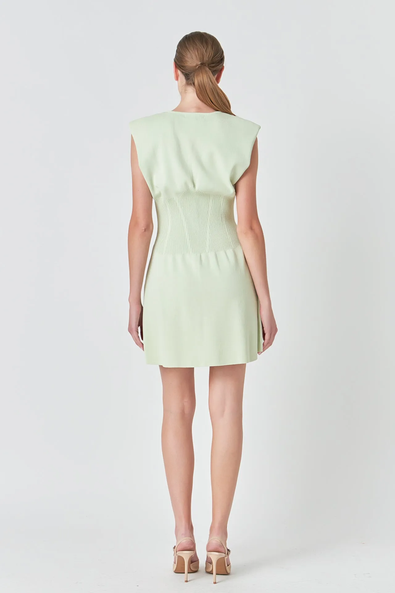 Padded Shoulder Corset Detail Knit Mini Dress sold by Endless Rose product image thumbnail 4