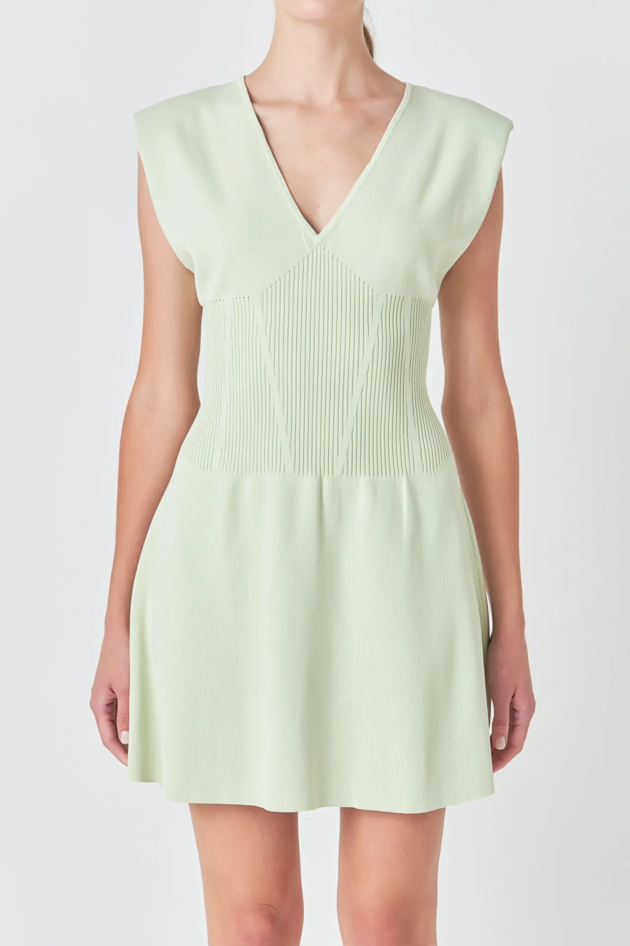 Padded Shoulder Corset Detail Knit Mini Dress sold by Endless Rose product image thumbnail 2