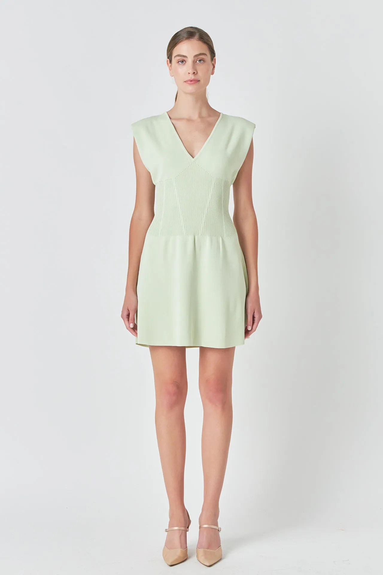 Padded Shoulder Corset Detail Knit Mini Dress sold by Endless Rose