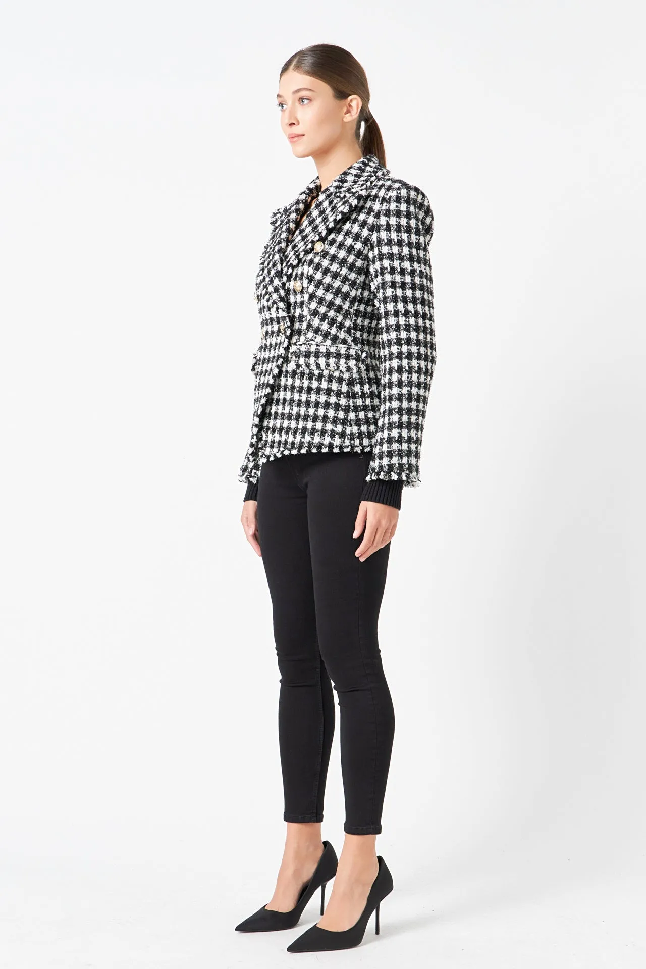 Premium Checked Tweed Blazer sold by Endless Rose product image thumbnail 3