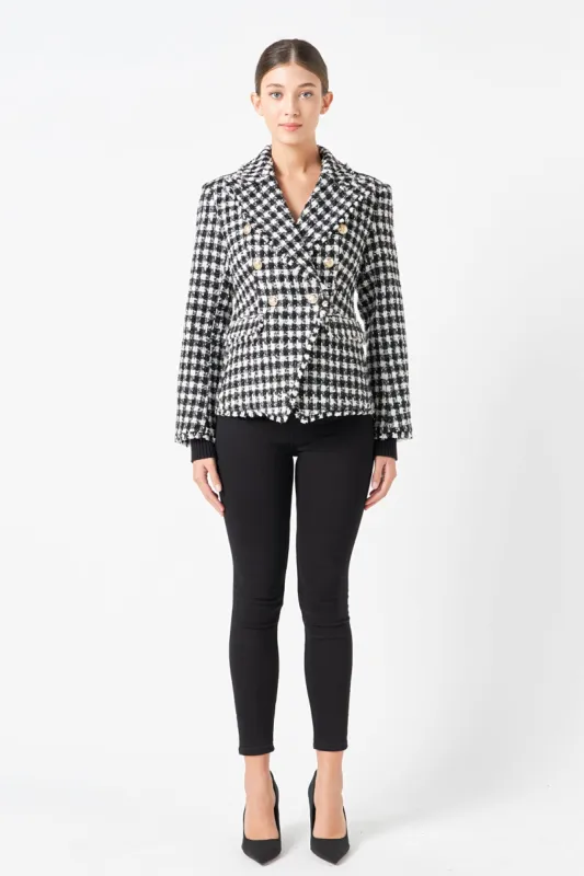 Premium Checked Tweed Blazer sold by Endless Rose