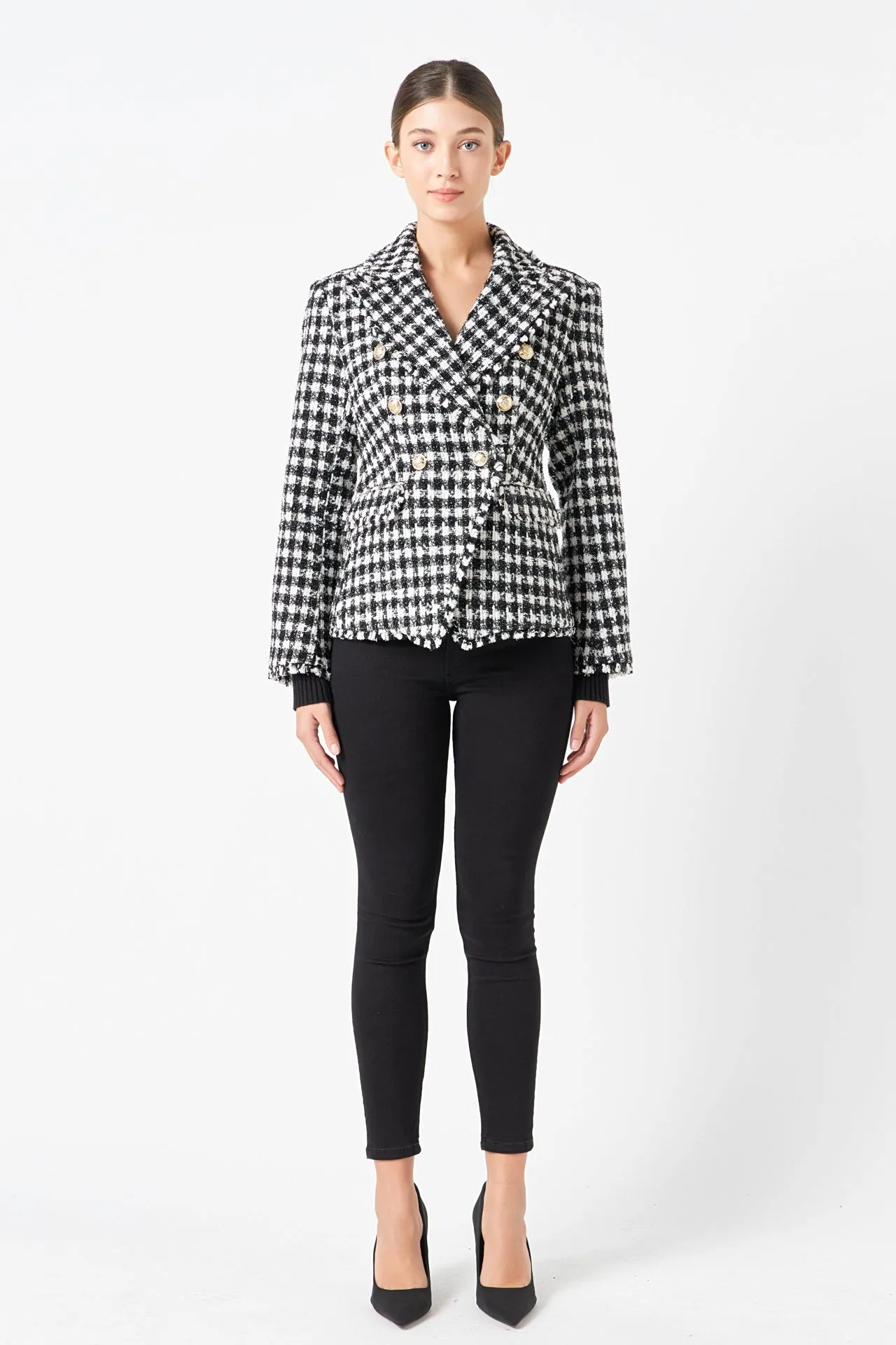 Premium Checked Tweed Blazer sold by Endless Rose