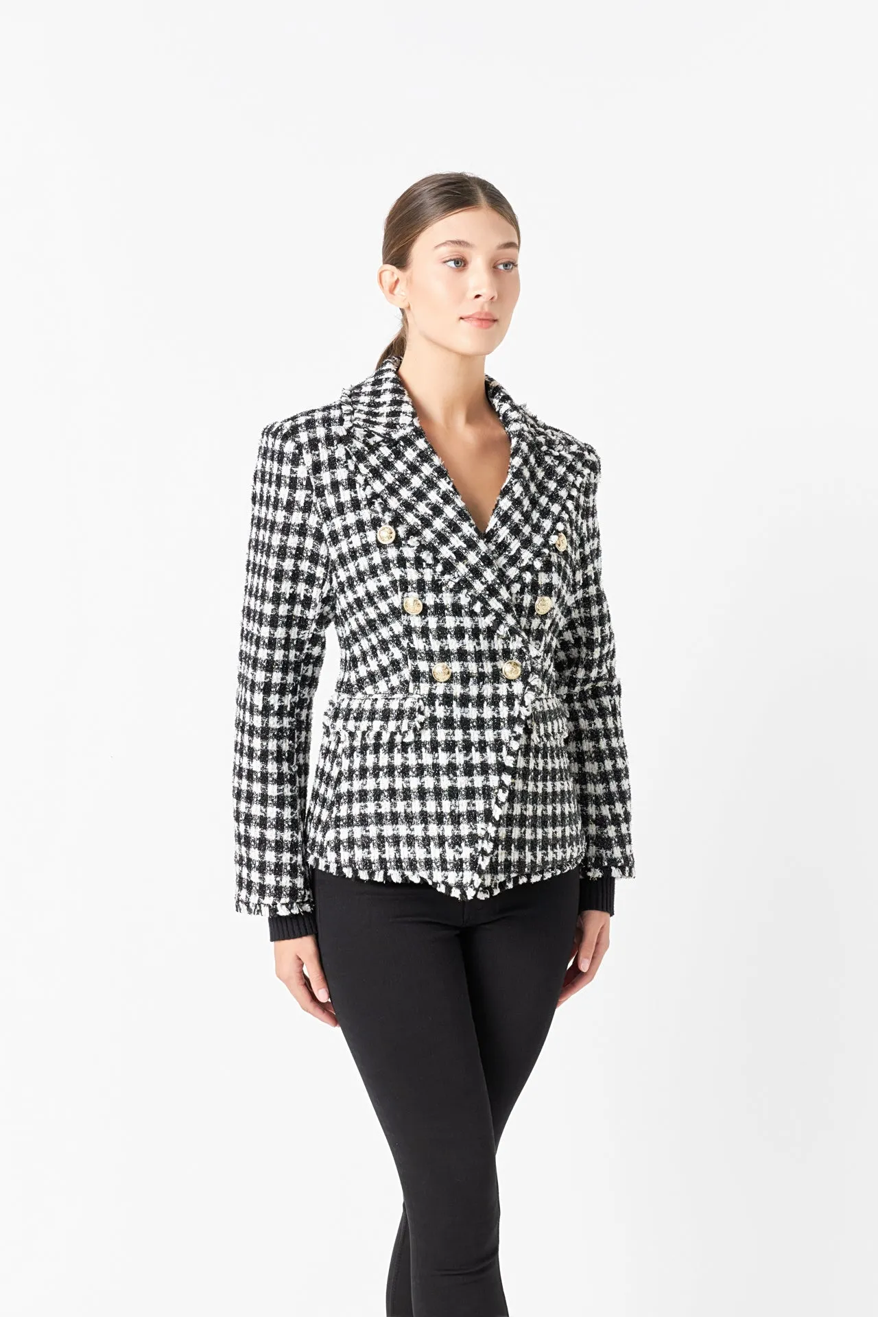 Premium Checked Tweed Blazer sold by Endless Rose product image thumbnail 5