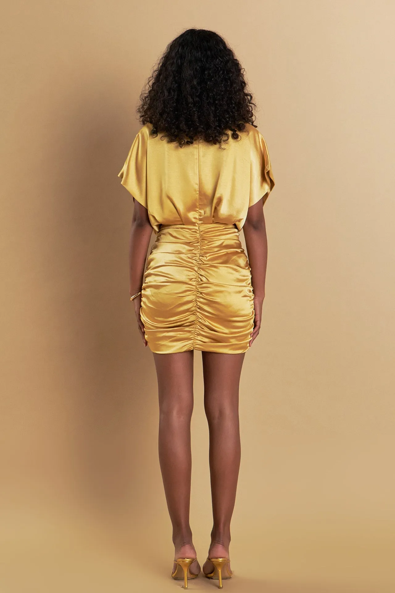 Satin Wrapped & Shirred Mini Dress sold by Endless Rose product image thumbnail 5