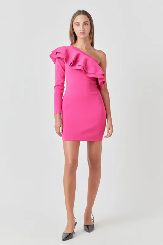 One Shoulder Knitted Mini Dress made by Endless Rose