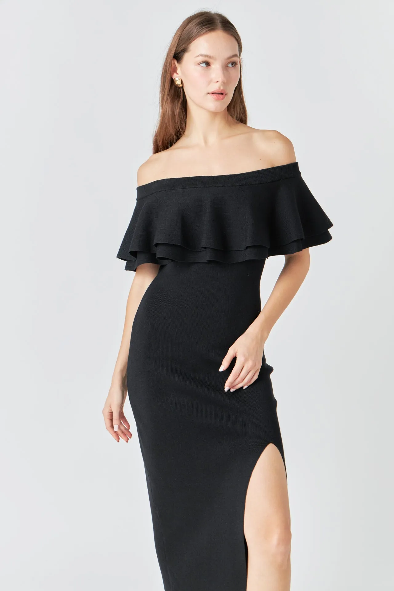 Off the Shoulder Ruffle Maxi Dress sold by Endless Rose product image thumbnail 5