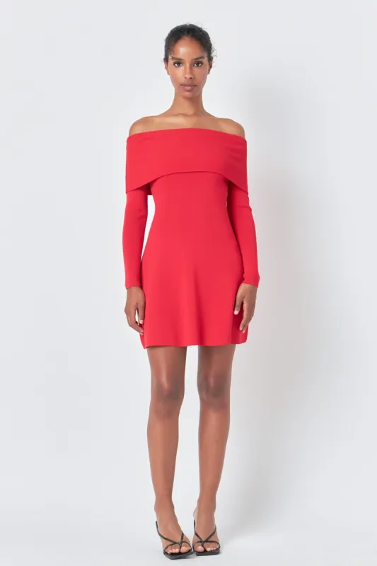 Off Shoulder MIni Flare Knit Dress sold by Endless Rose