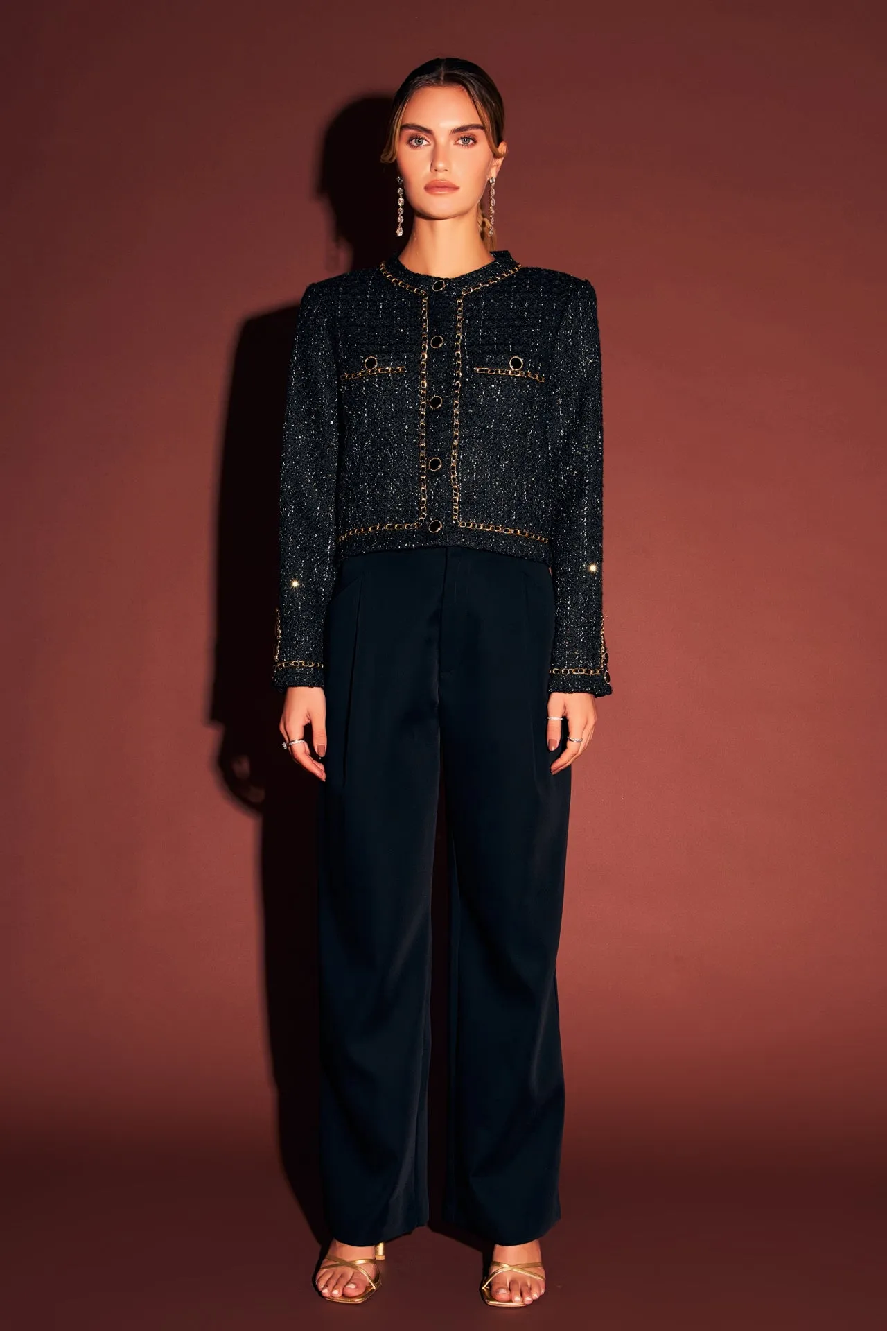 Chain-Trimmed Tweed Jacket sold by Endless Rose