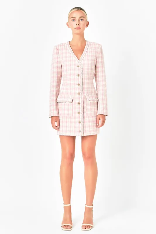 Premium Long Sleeve Tweed Mini Dress - Final Sale sold by Endless Rose