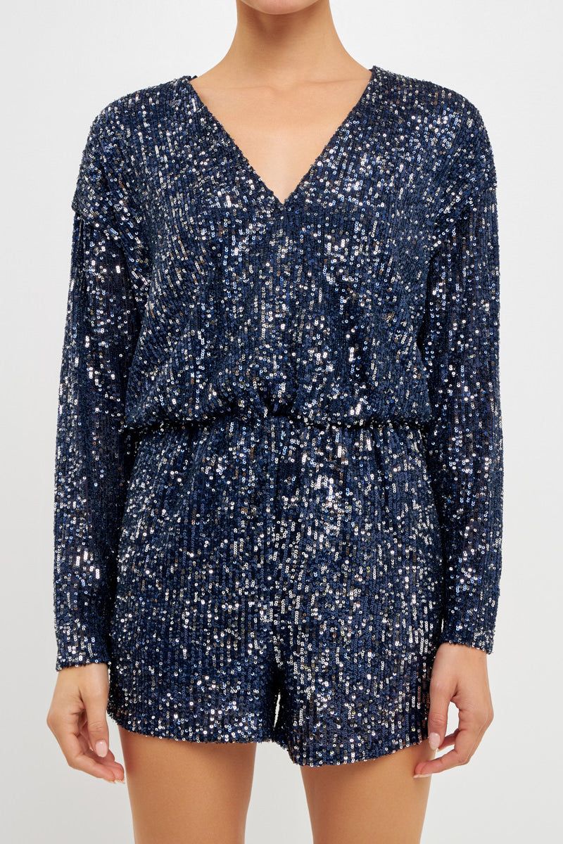 Long Sleeve Sequin Romper sold by Endless Rose product image thumbnail 2