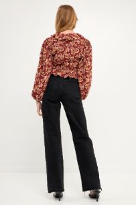 Crinkled Floral Center Cutout Blouse sold by Endless Rose