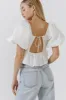Square Neck Puff Sleeve Jacquard Top sold by Endless Rose