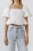 Square Neck Puff Sleeve Jacquard Top sold by Endless Rose