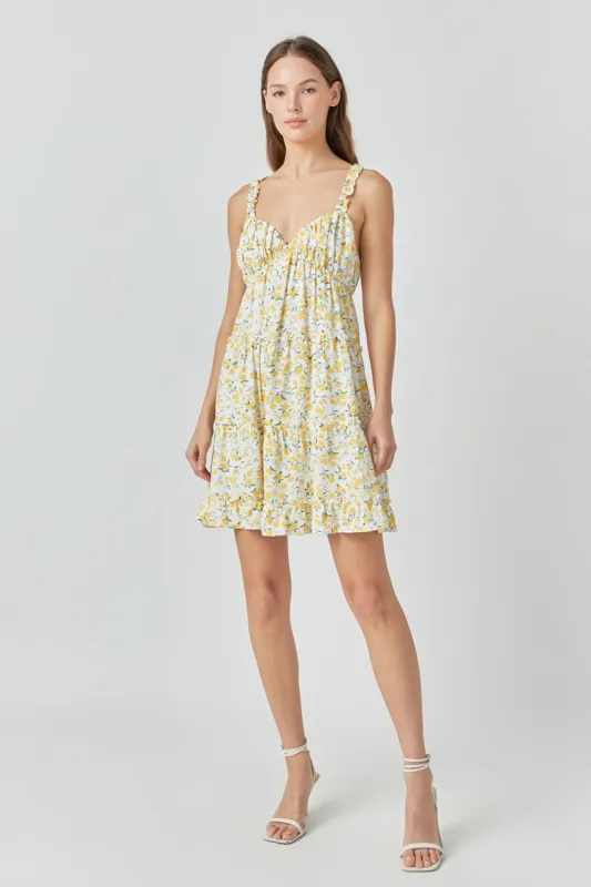 Floral Ruffle Detail Mini Dress sold by Endless Rose