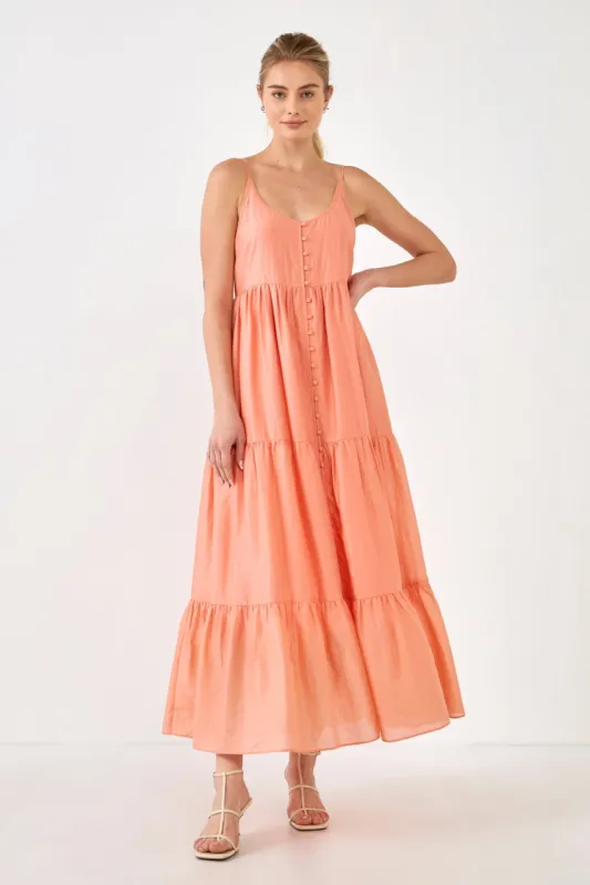 Button Detail Tiered Maxi Dress sold by Endless Rose