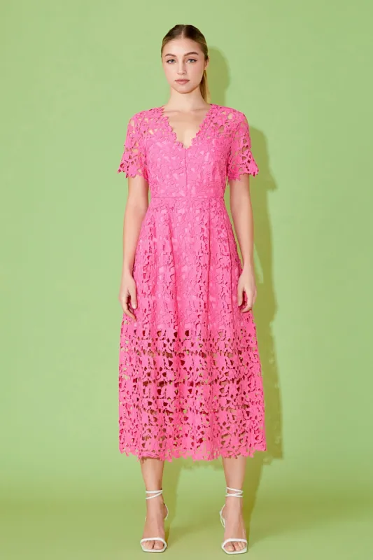 All Over Lace Short Sleeves Midi Dress - Final Sale sold by Endless Rose