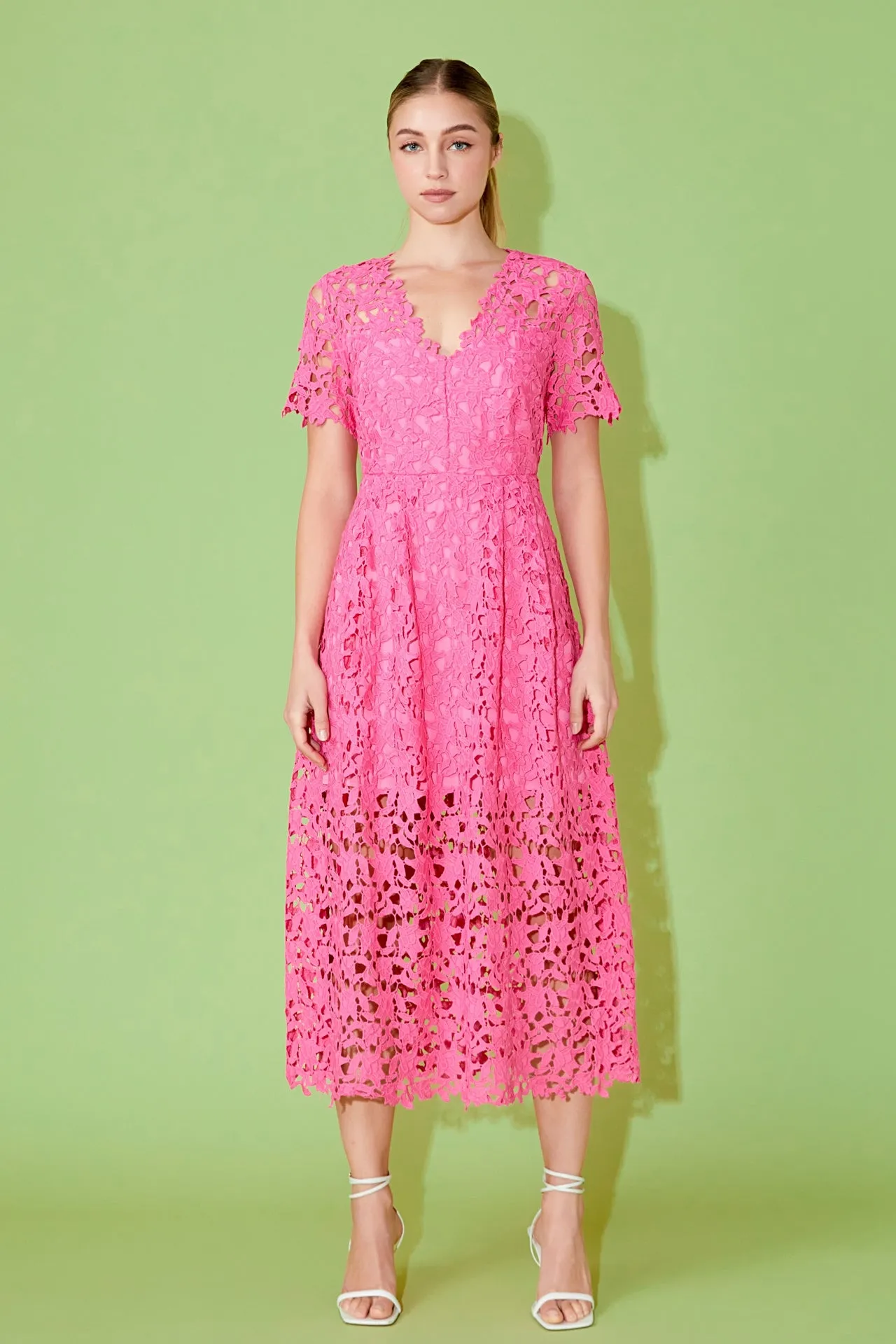 All Over Lace Short Sleeves Midi Dress - Final Sale sold by Endless Rose