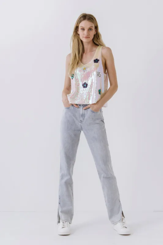 Bella Sequin Floral Tank sold by Endless Rose