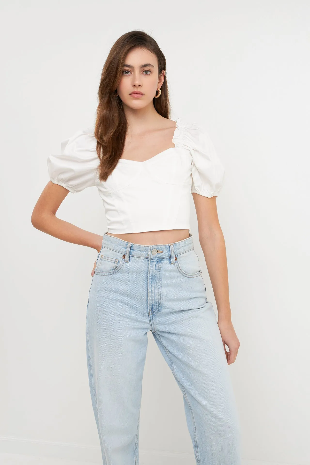 Short Puff Sleeve Cropped Top sold by Endless Rose product image thumbnail 5