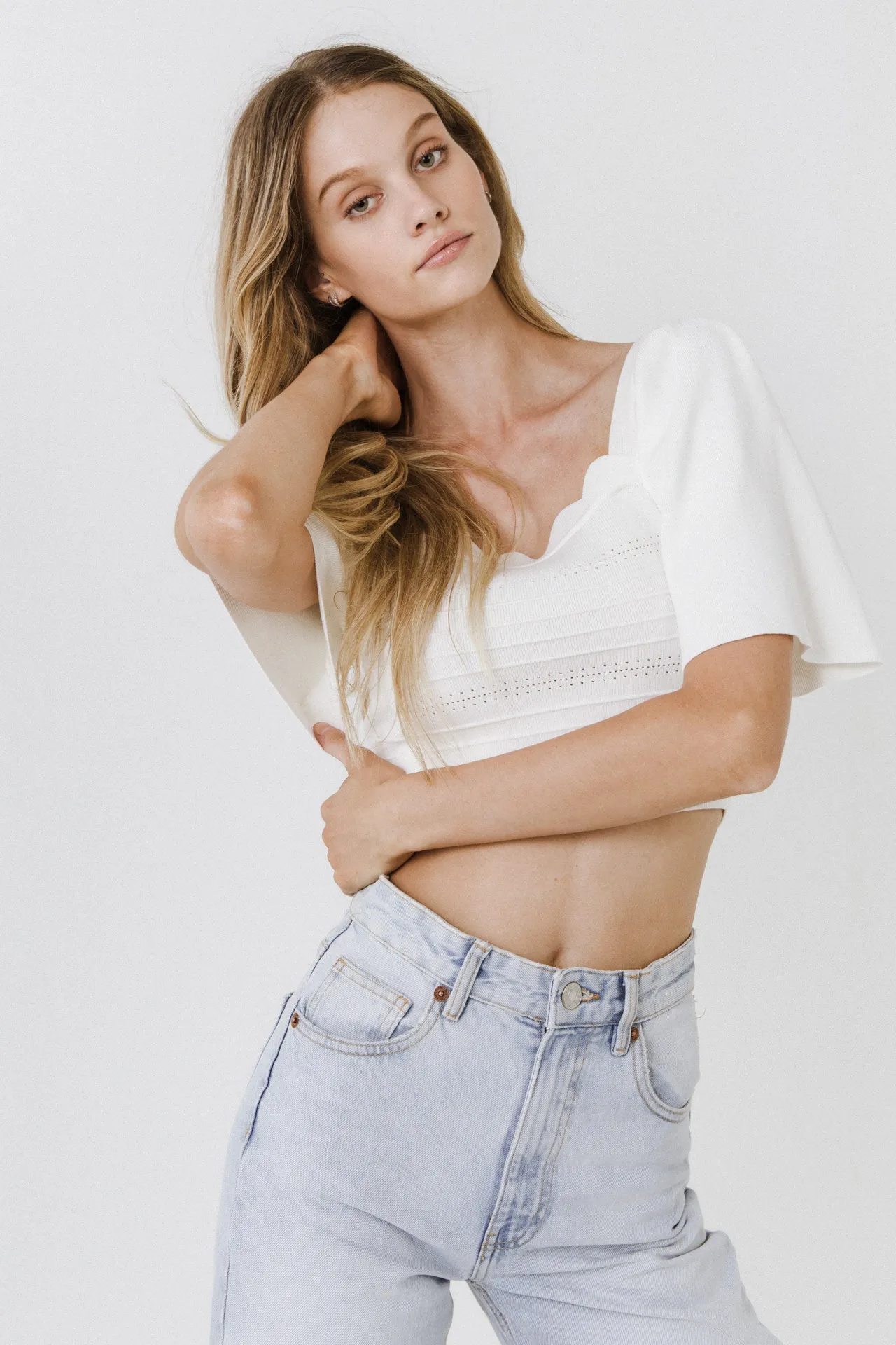 Square Neckline Short Sleeve Top sold by Endless Rose product image thumbnail 5