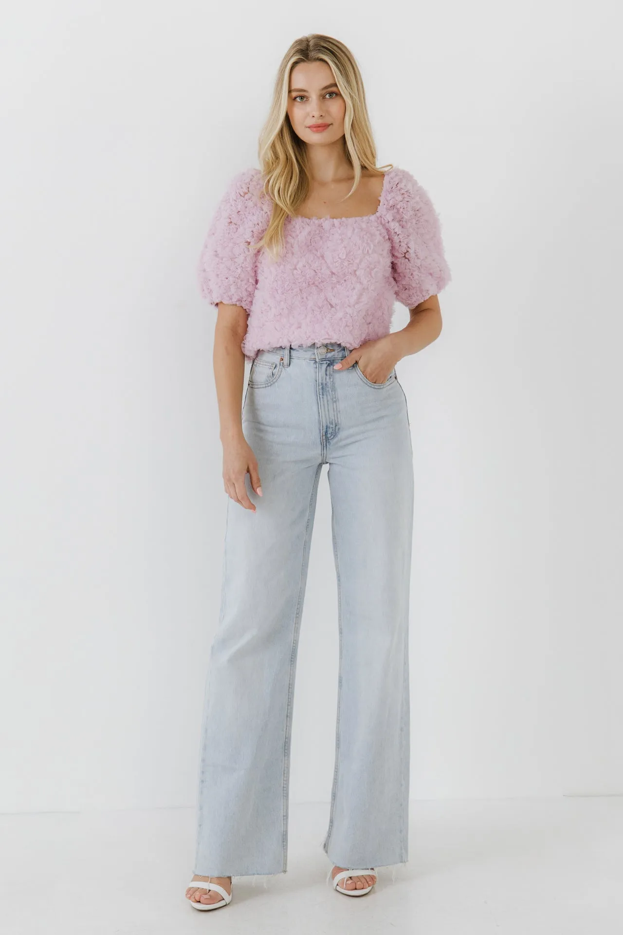 Mesh Fabric Floral Shape Top sold by Endless Rose