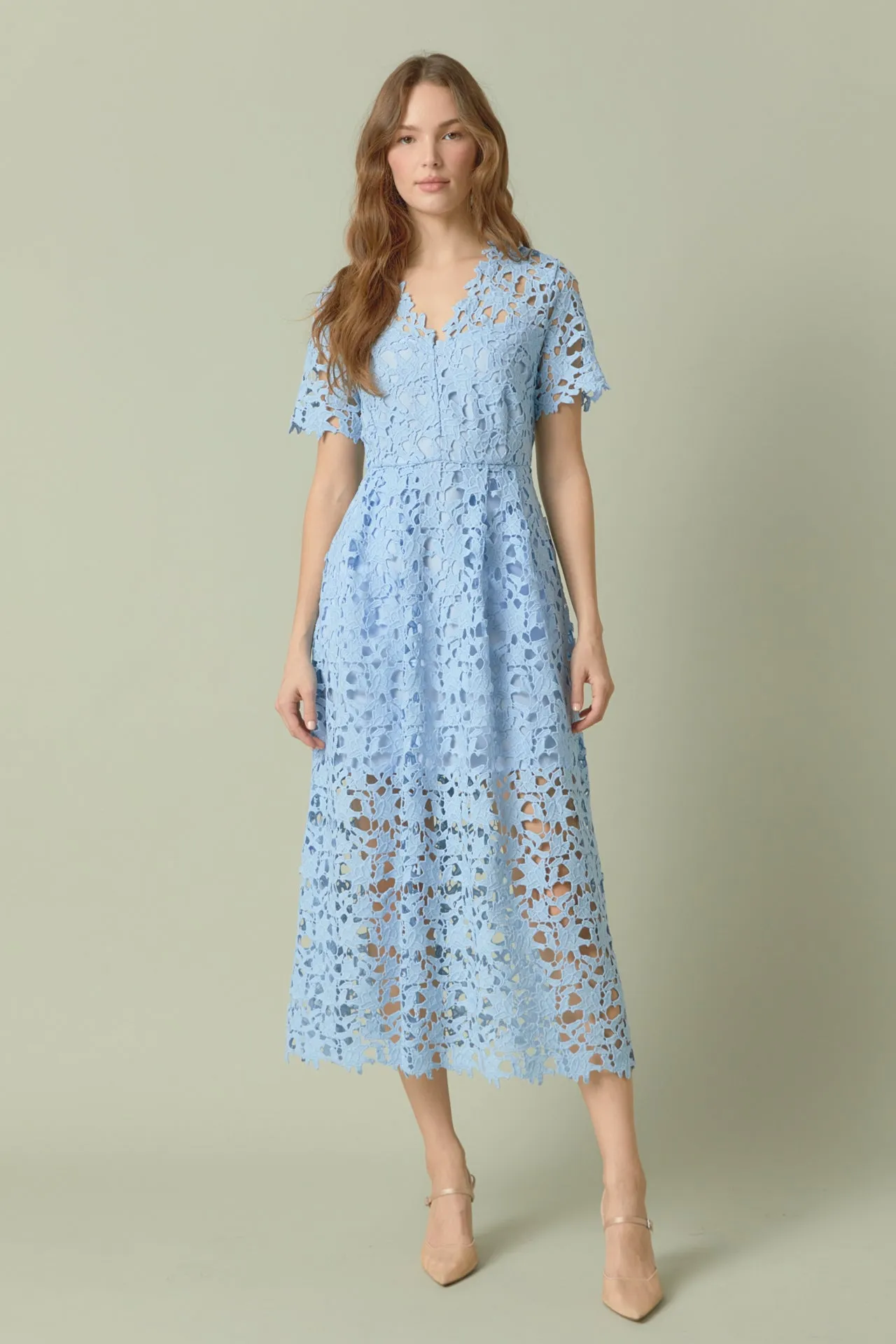 All Over Lace Short Sleeves Midi Dress - Final Sale sold by Endless Rose