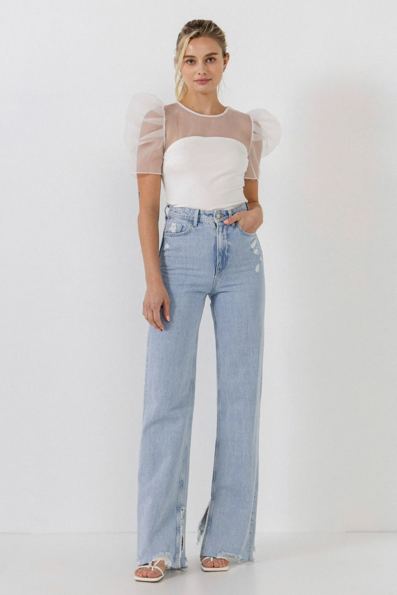 Knit with Organza Mixed Media Top sold by Endless Rose