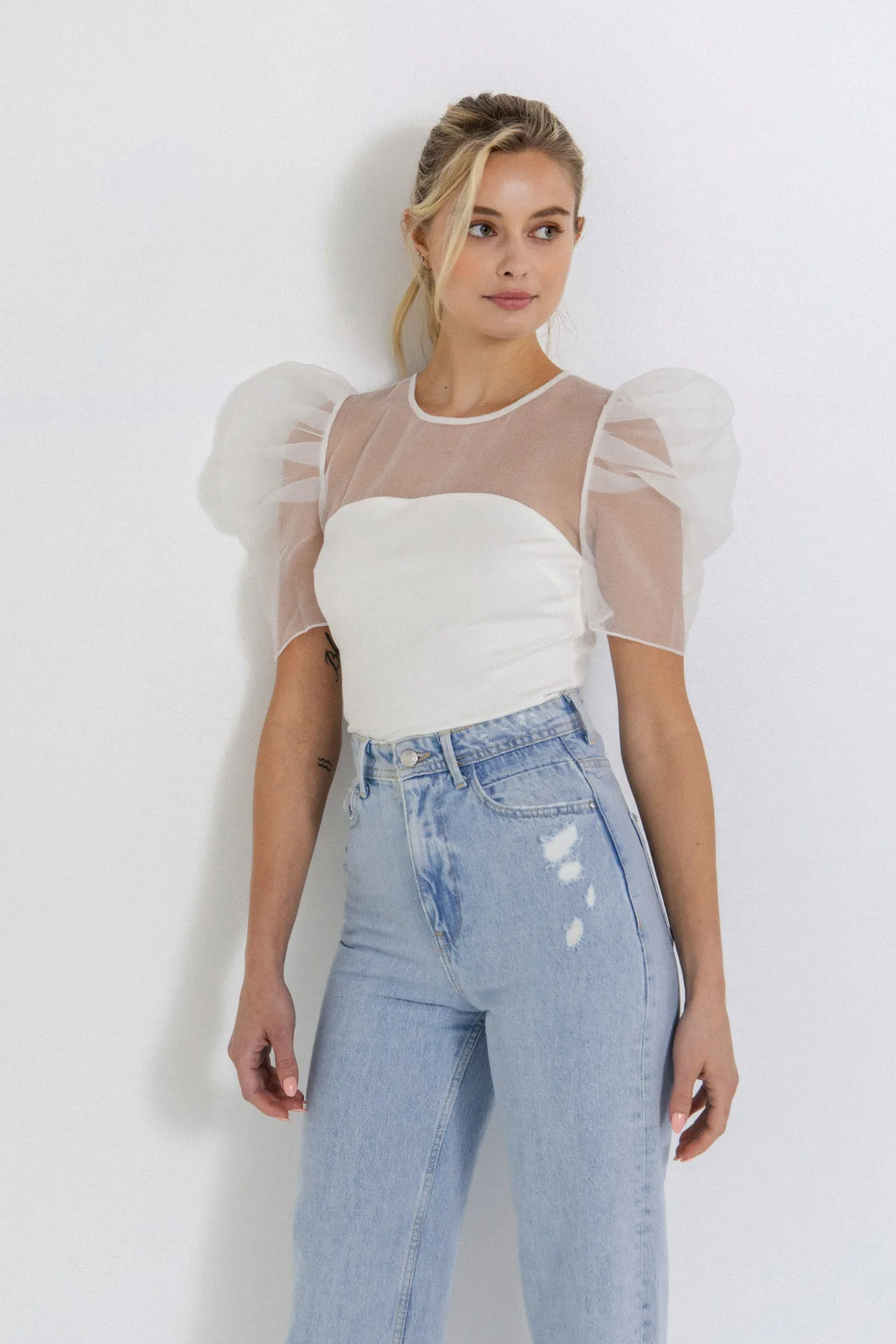 Knit with Organza Mixed Media Top sold by Endless Rose product image thumbnail 5