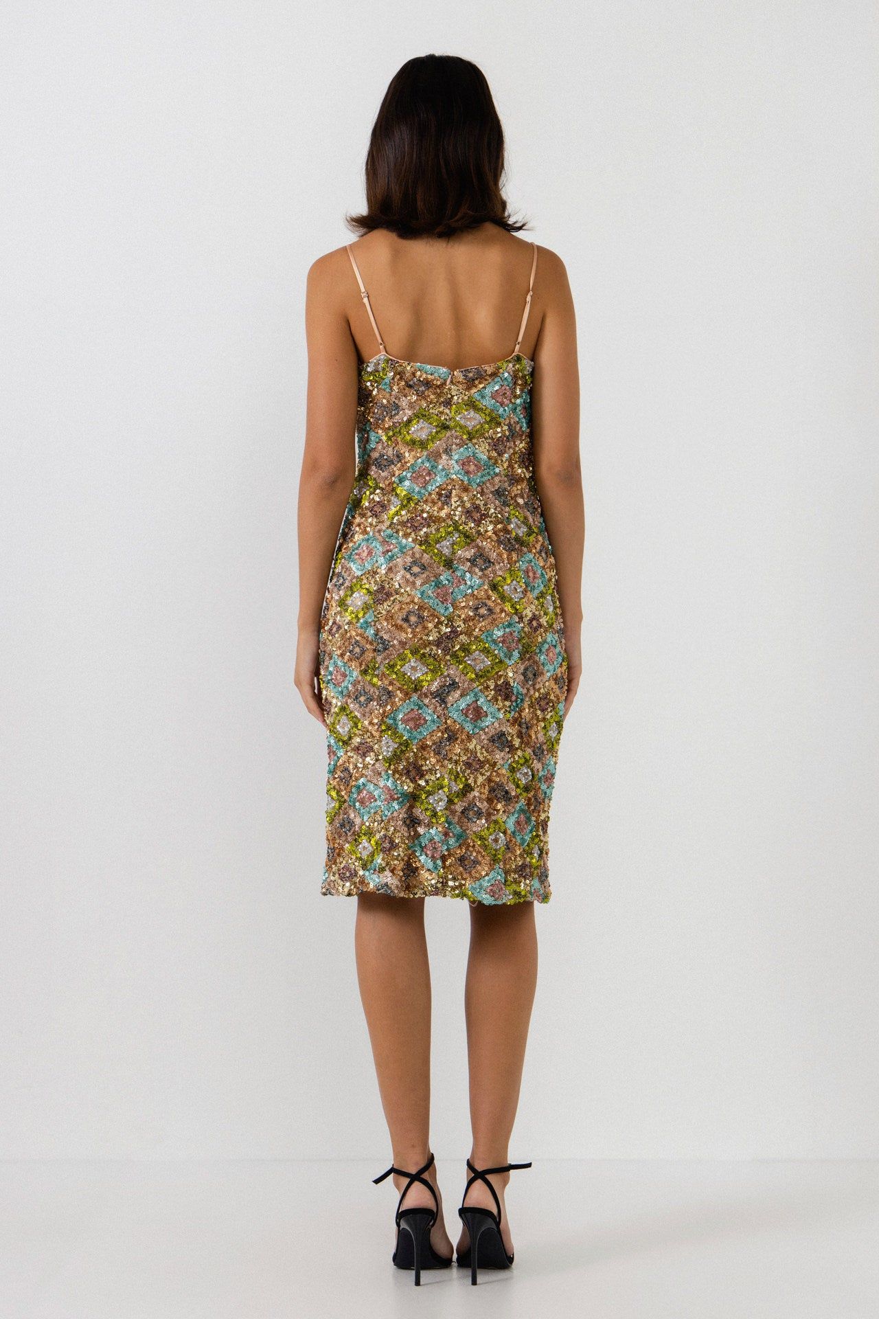 Multi Sequin Cowl Neck Cami Dress sold by Endless Rose product image thumbnail 4