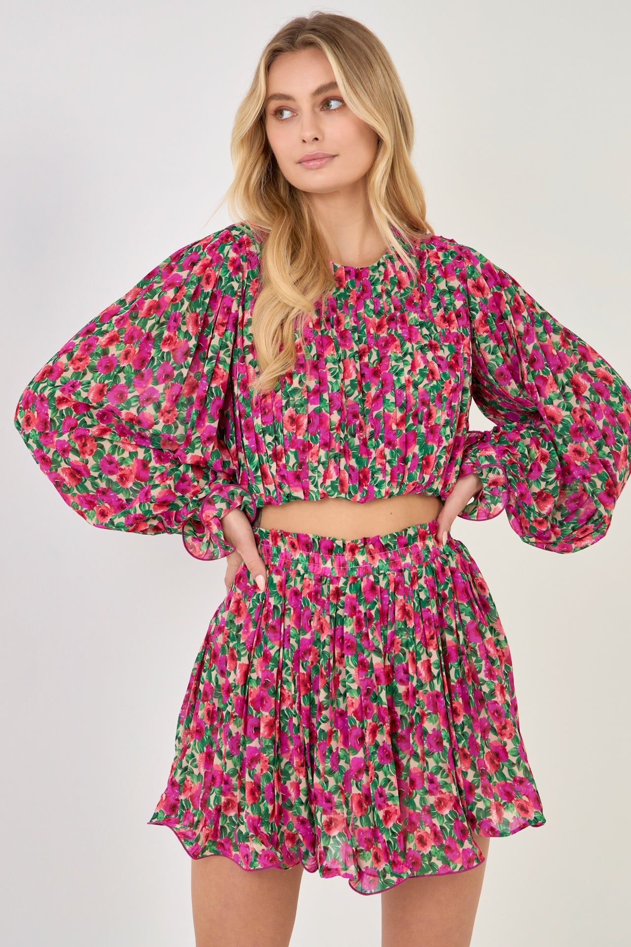 Floral Pleated Bubbled Top sold by Endless Rose