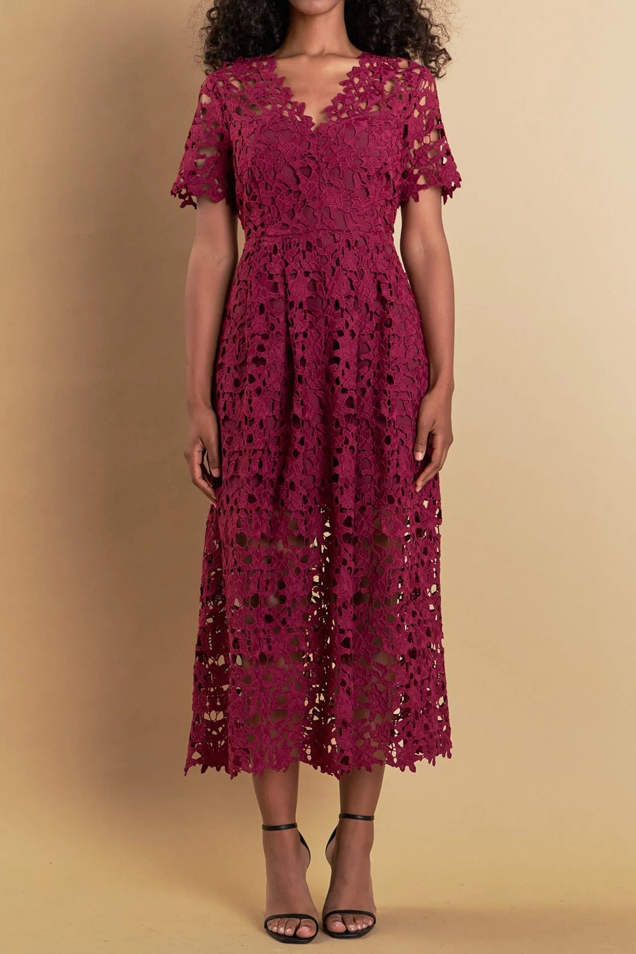All Over Lace Short Sleeves Midi Dress sold by Endless Rose product image thumbnail 2