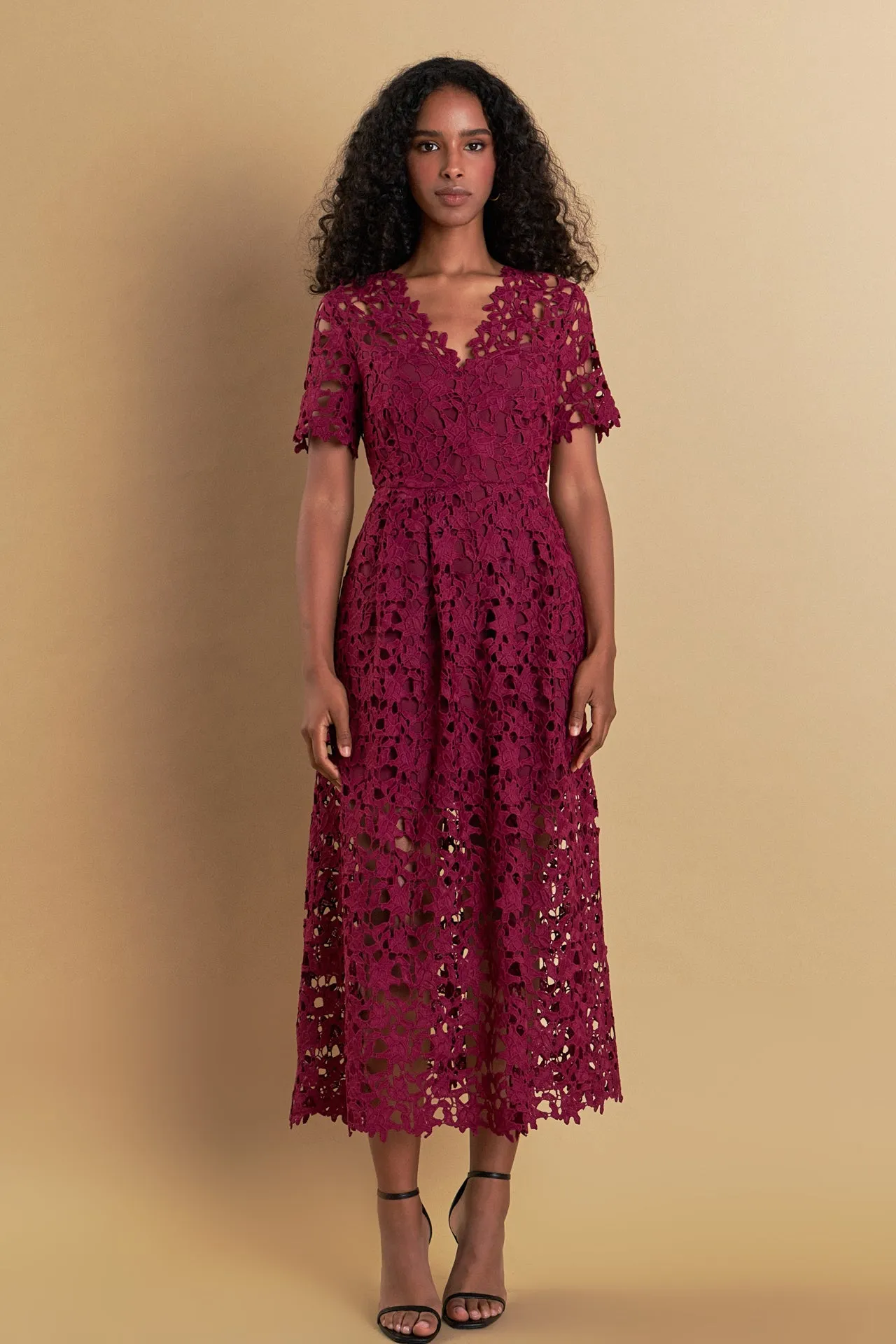 All Over Lace Short Sleeves Midi Dress sold by Endless Rose product image thumbnail 3