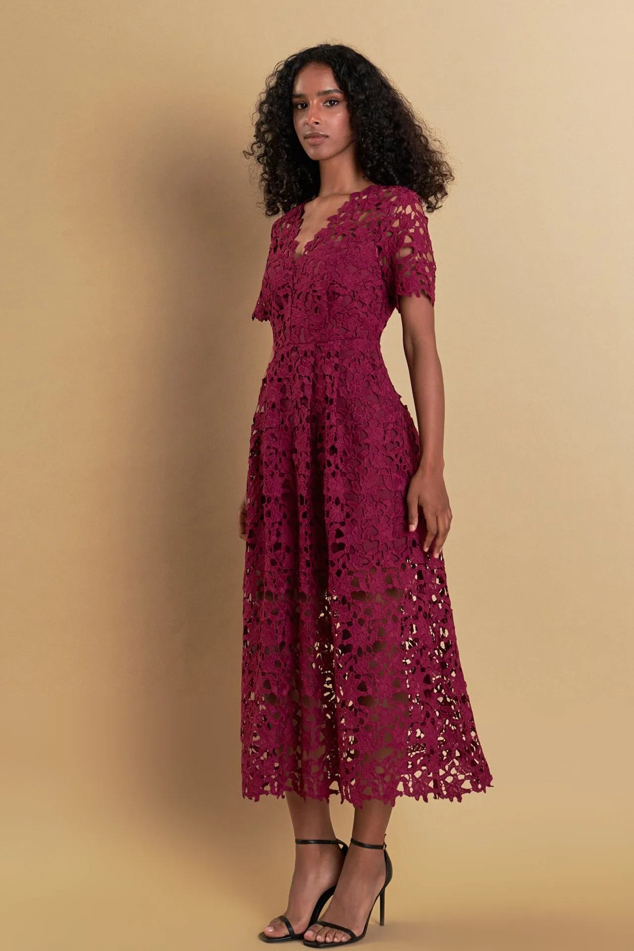 All Over Lace Short Sleeves Midi Dress sold by Endless Rose product image thumbnail 4