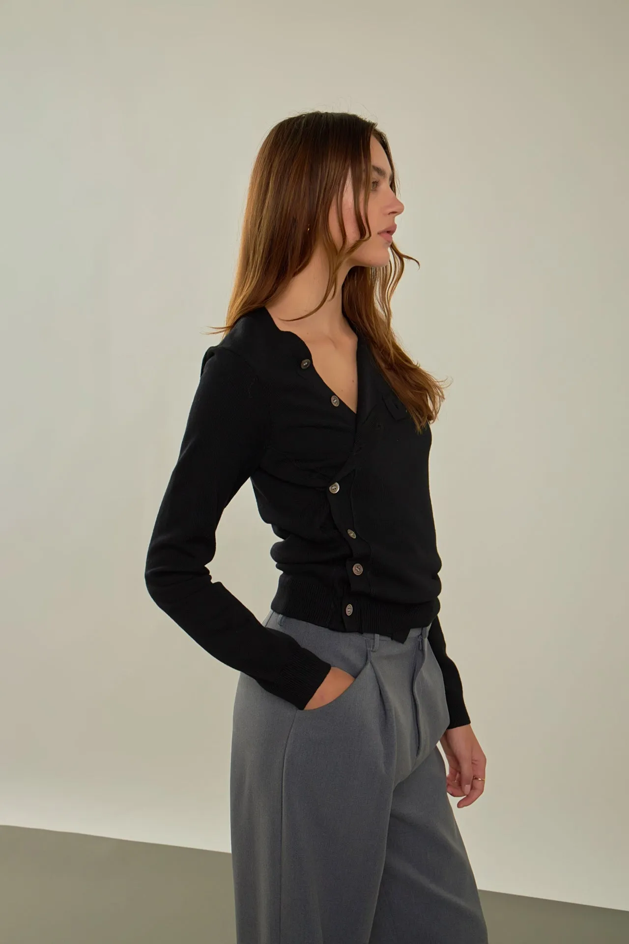 Knit Cardigan with Cross Over Buttons sold by Endless Rose product image thumbnail 5