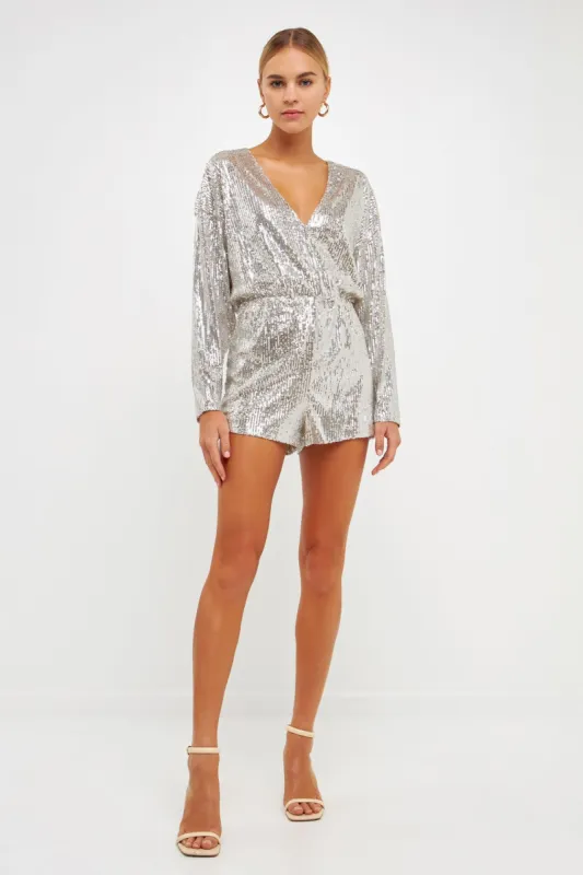 Sequin Wrap Romper sold by Endless Rose