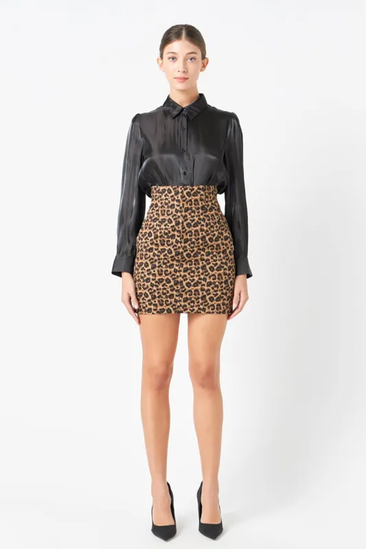 High Waist Band Leopard Mini Skirt sold by Endless Rose