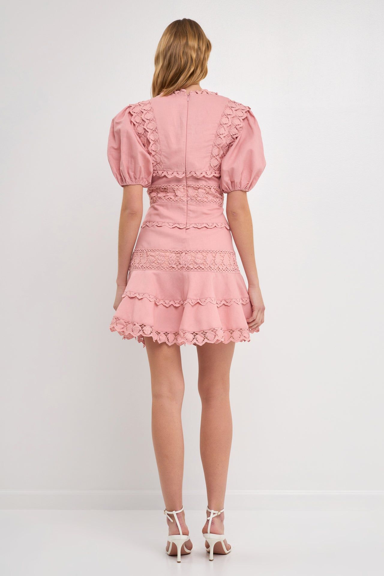 Puff Sleeve Plunging Lace Dress sold by Endless Rose product image thumbnail 4