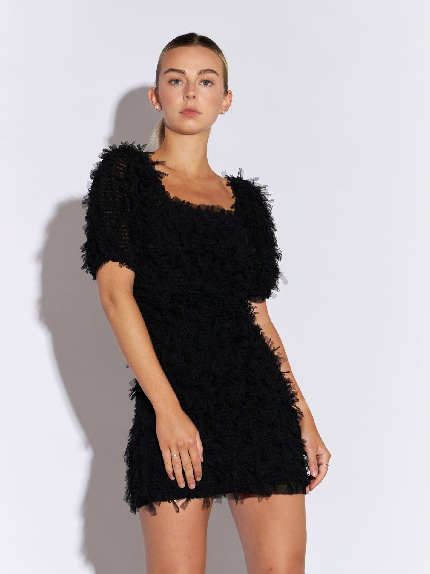 Mesh Trimmed Fitted Mini Dress sold by Endless Rose product image thumbnail 5