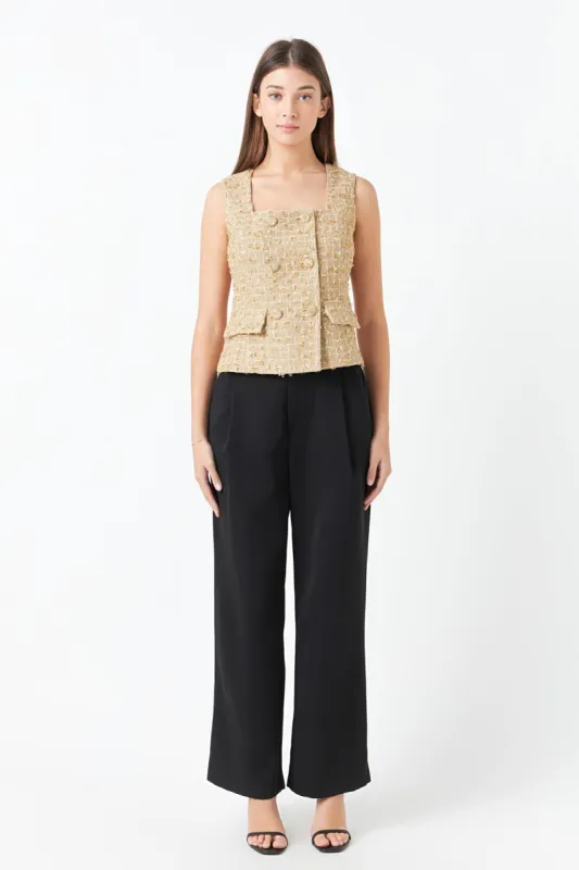 Gold Tweed Double Button Top sold by Endless Rose