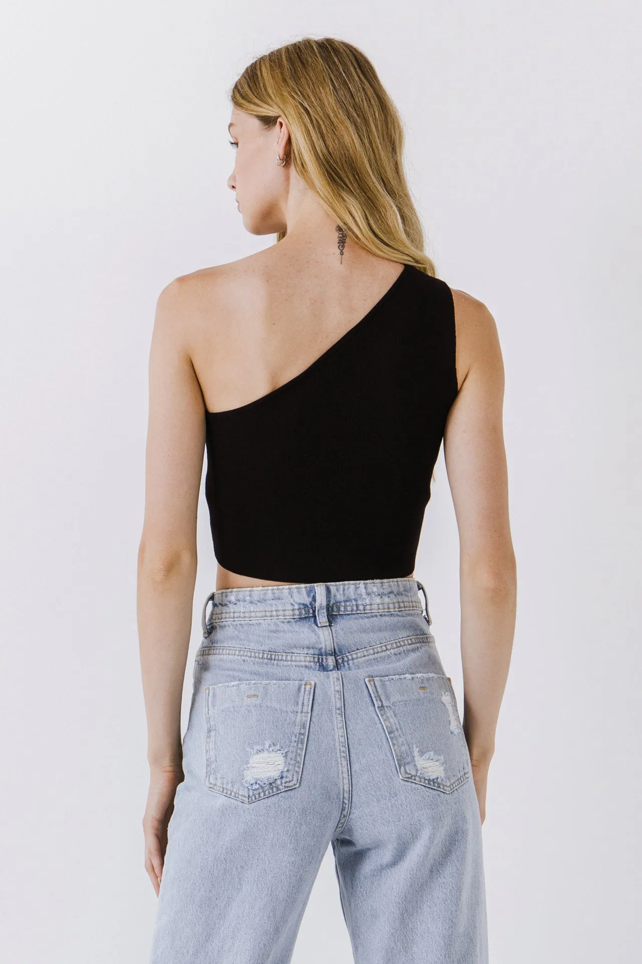 One Shoulder Knit Crop Top sold by Endless Rose product image thumbnail 2