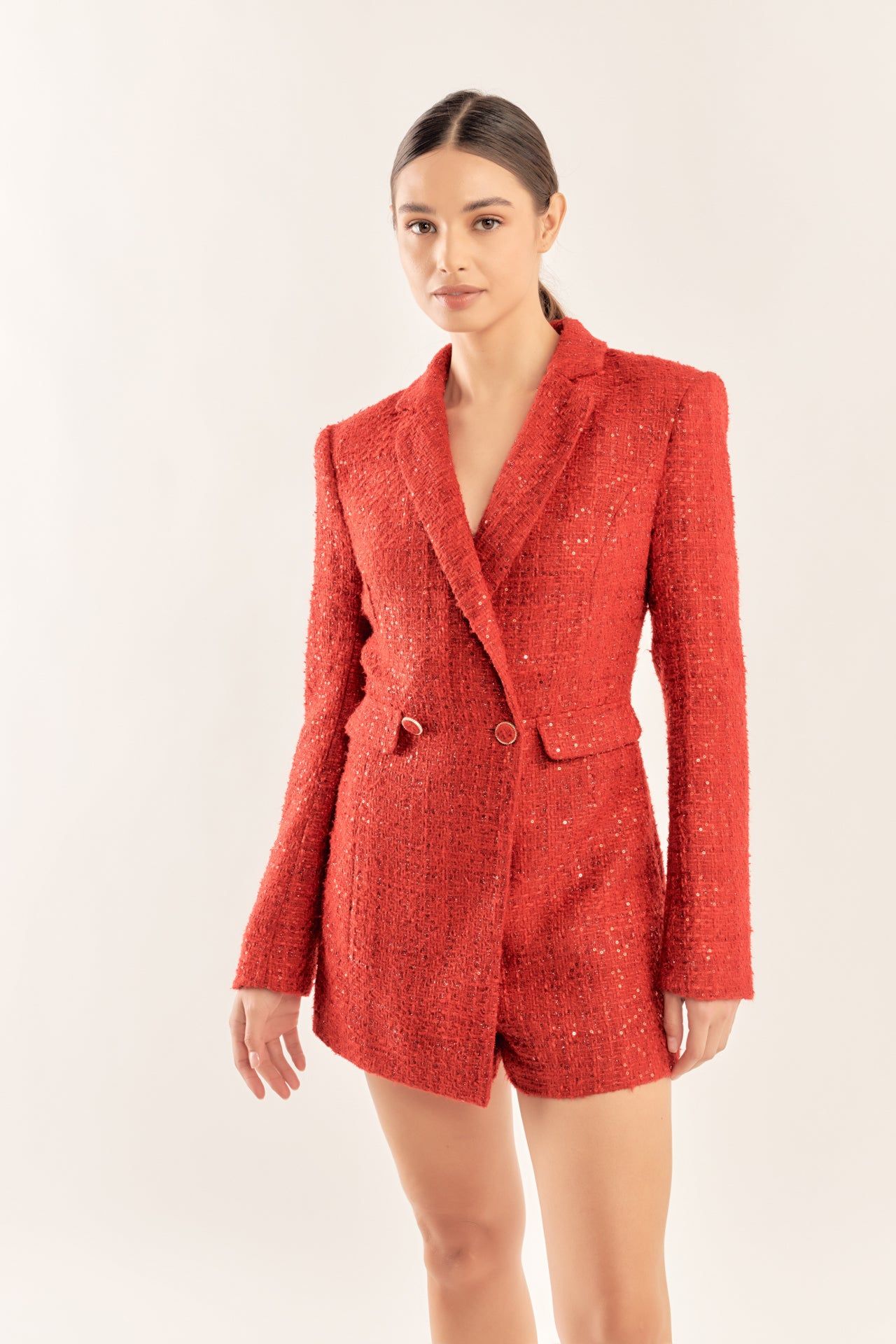 Premium Sequin Tweed Blazer Romper sold by Endless Rose product image thumbnail 7