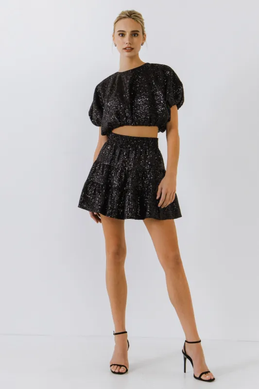 Sequins Voluminious Crop Top - Final Sale sold by Endless Rose