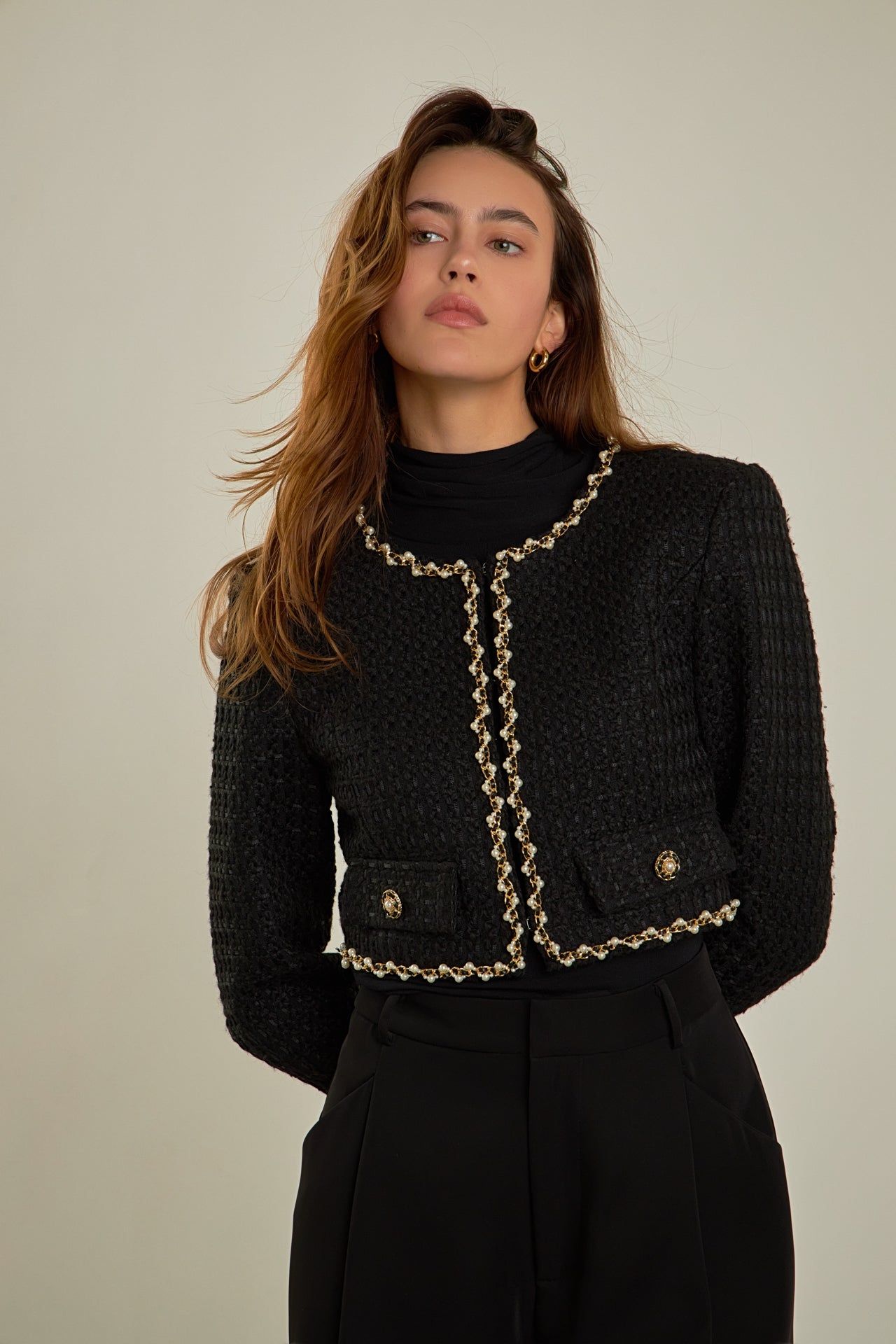 Premium Cropped Tweed Jacket sold by Endless Rose product image thumbnail 5