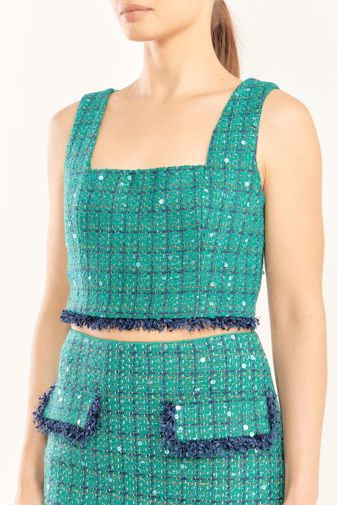 Premium Cropped Tweed Tank Top sold by Endless Rose product image thumbnail 2