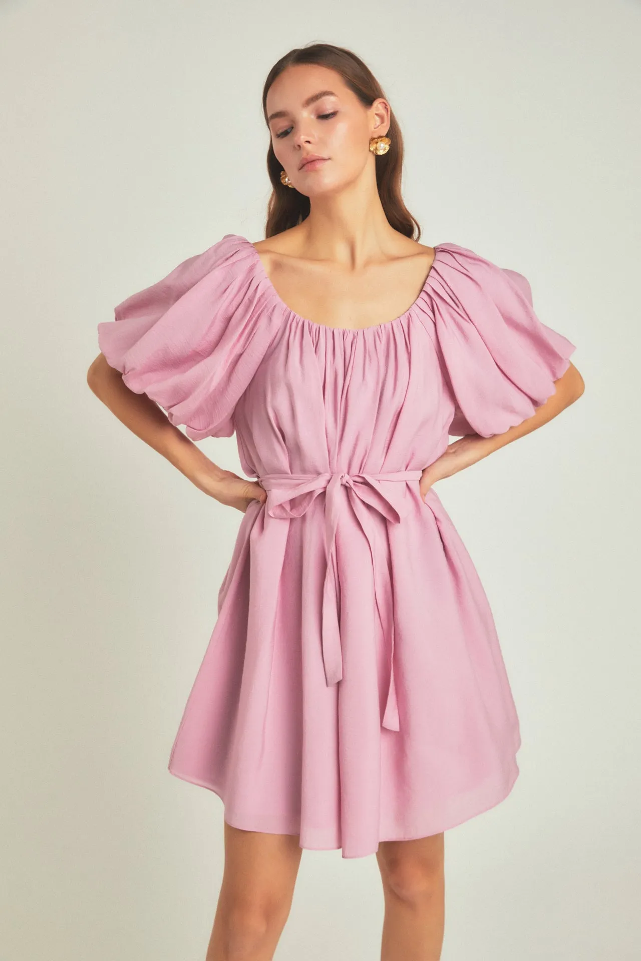 Pleated Detail Puff Sleeve Mini Dress sold by Endless Rose product image thumbnail 5